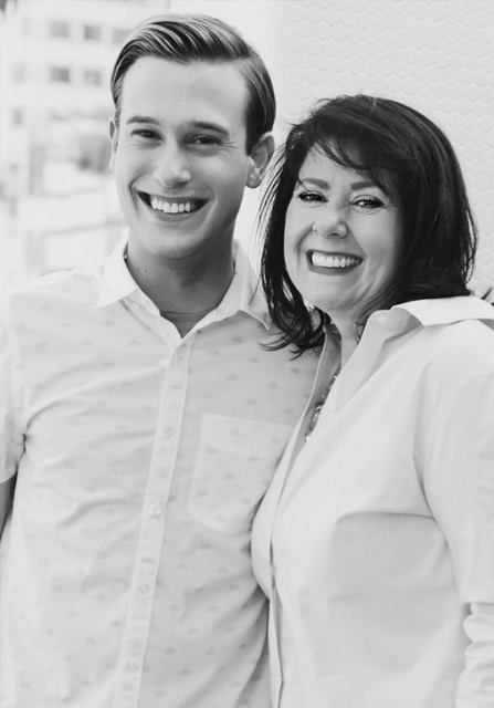 Tyler Henry and his Mother in black and white